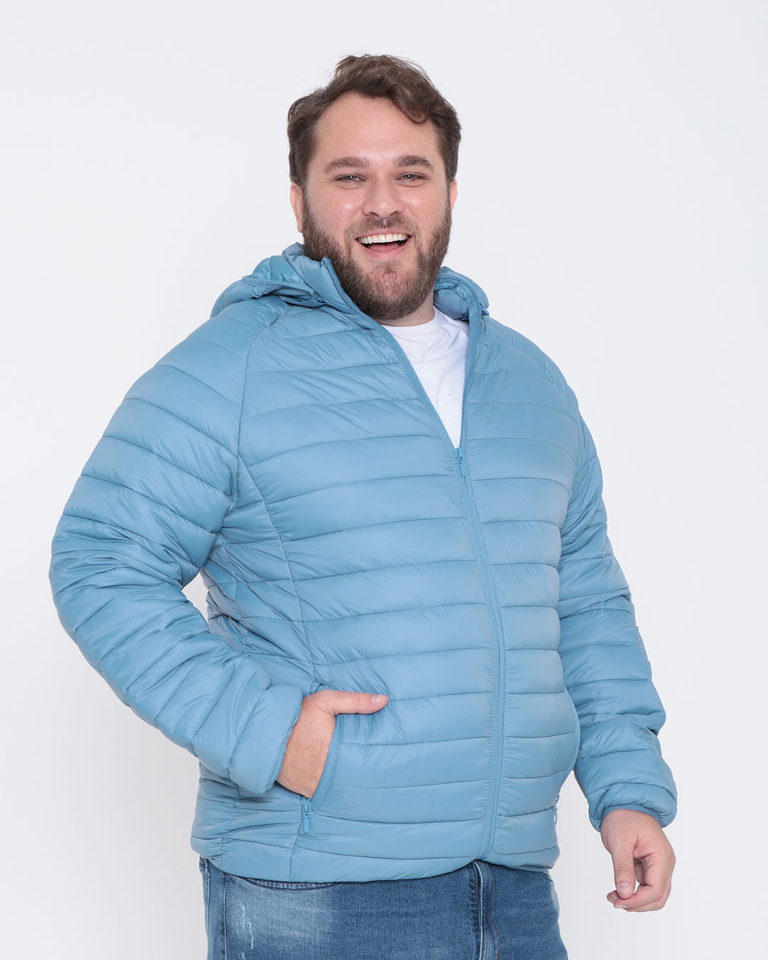 Jaqueta Azul Claro Masculina Jaqueta Plus Size Masculina Puffer
