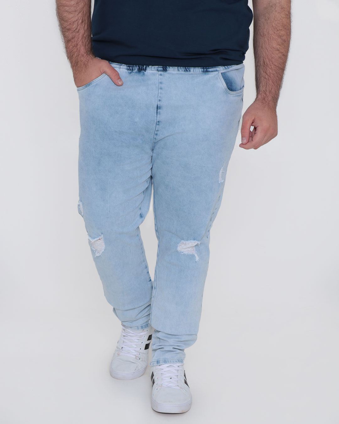 Perna CalÃ§a Masculina De Elastico Na Cintura Calça Masculina