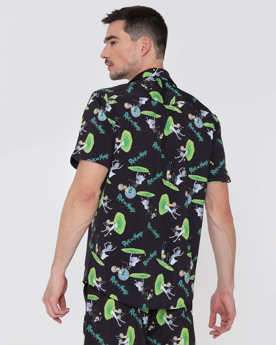 Camisa Masculina Estampa Rick e Morty Preta