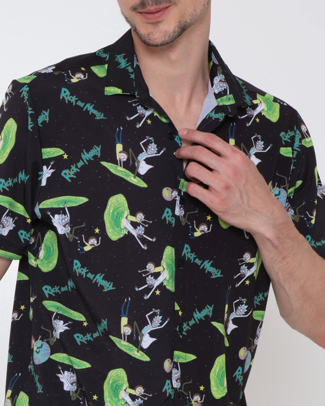 Camisa Masculina Estampa Rick e Morty Preta