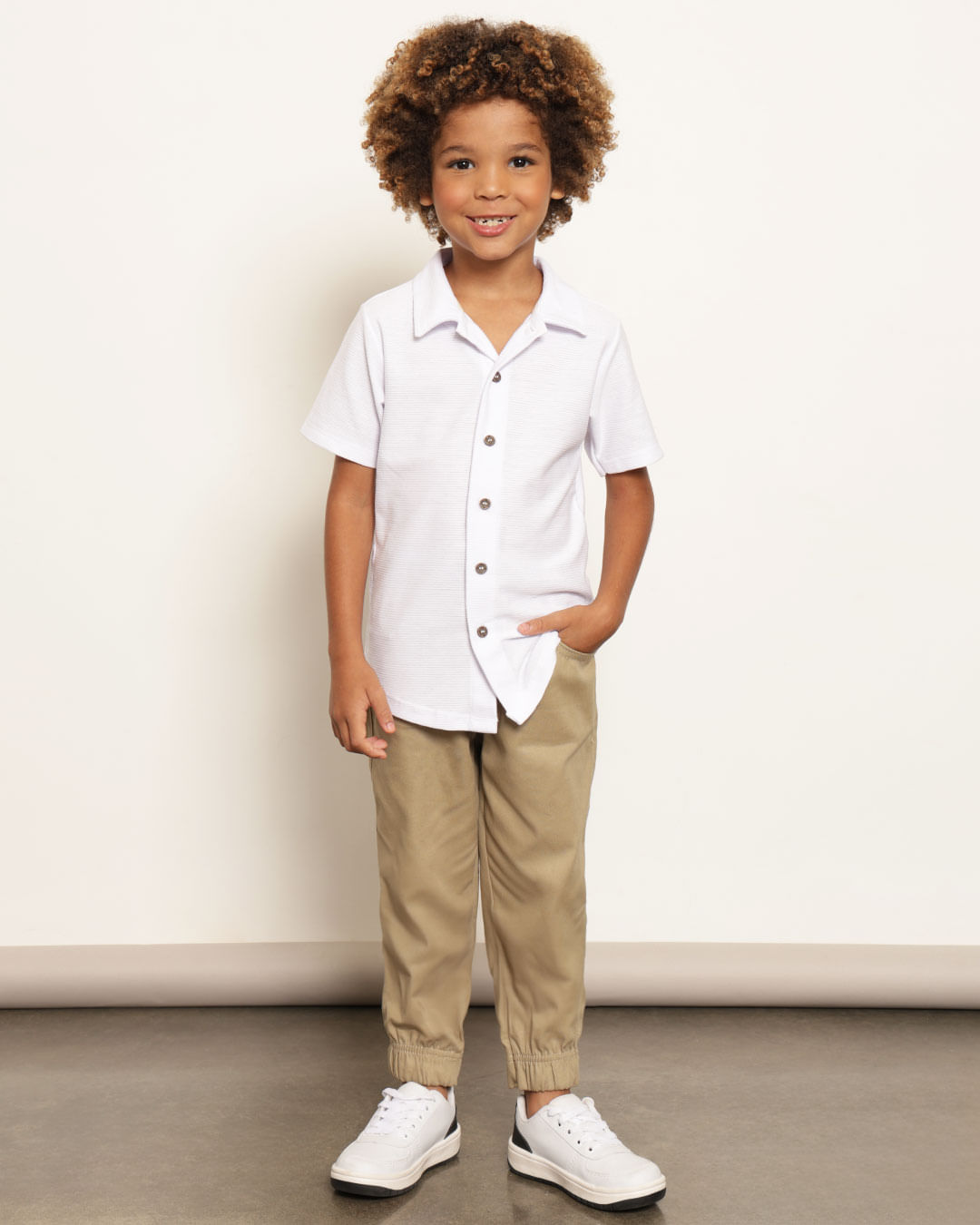 Calça Caqui CalÇa Infantil Bege Calça Infantil Sarja Jogger Bege Médio