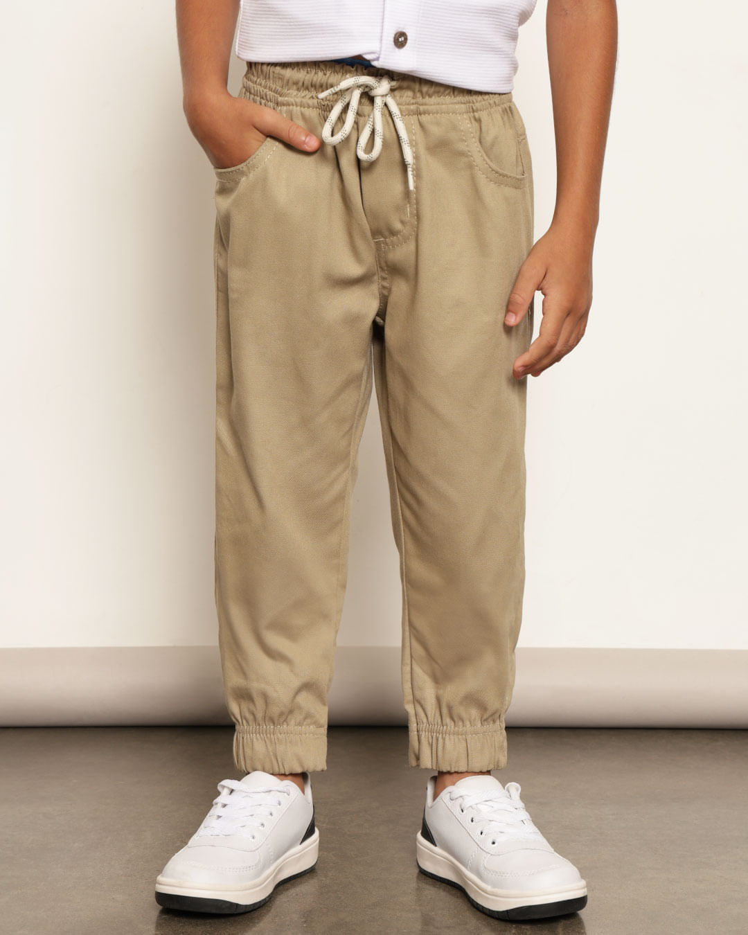 Calça Infantil Sarja Jogger Bege Médio