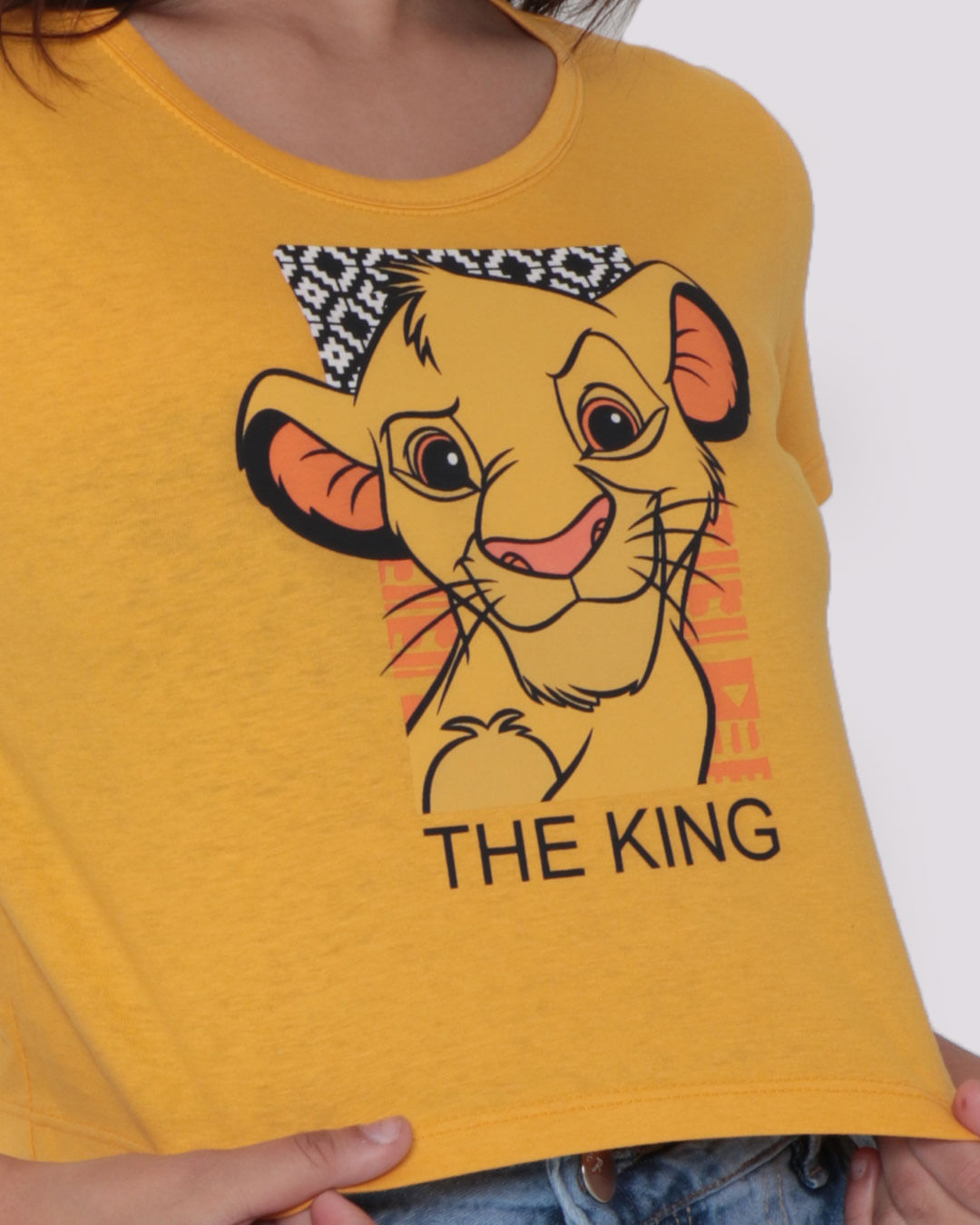 Camiseta Cropped Juvenil Rei Leão Disney Mostarda Lojas Torra