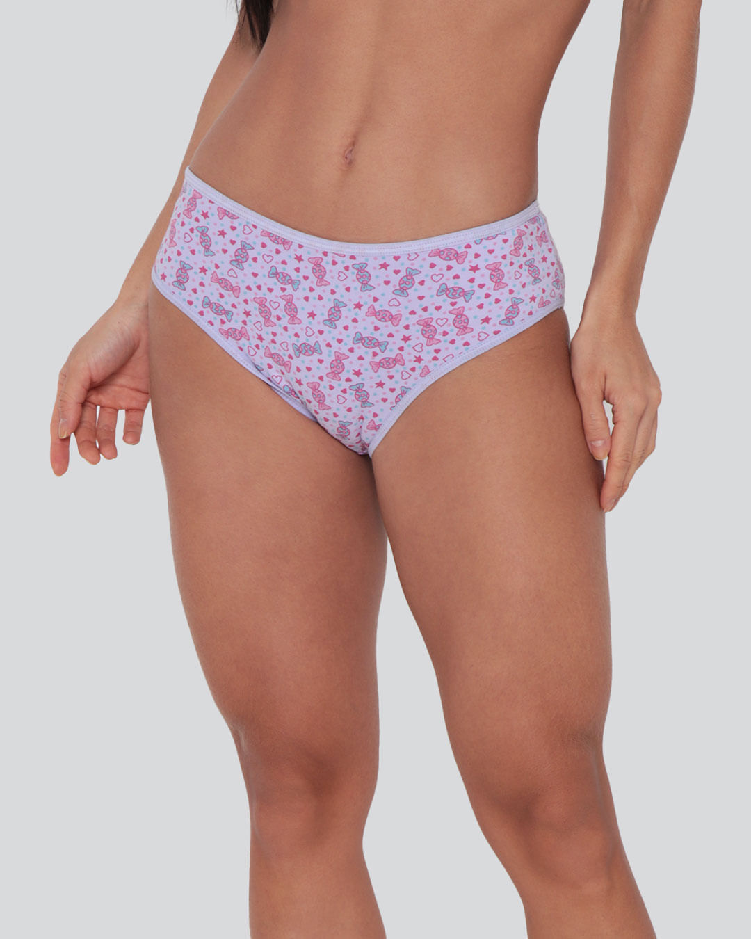 Calcinha Feminina Biquíni Algodão Coração Lilás Lojas Torra