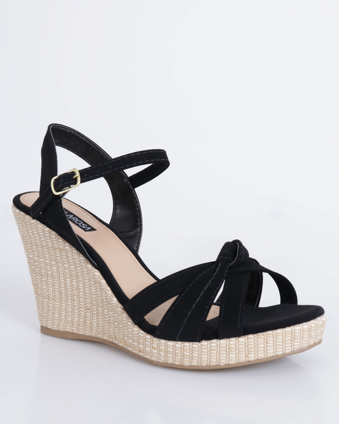 Sandália Anabela Salto Alto Nozinho Preto