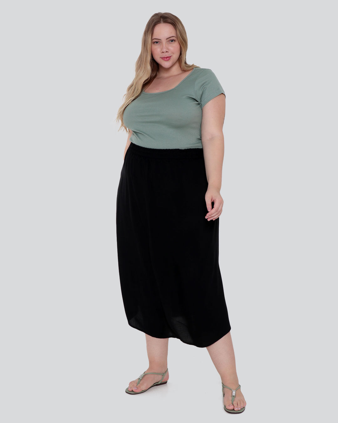 Plus Size Saia Midi Preta Botao Saia Plus Size Midi Preta Em