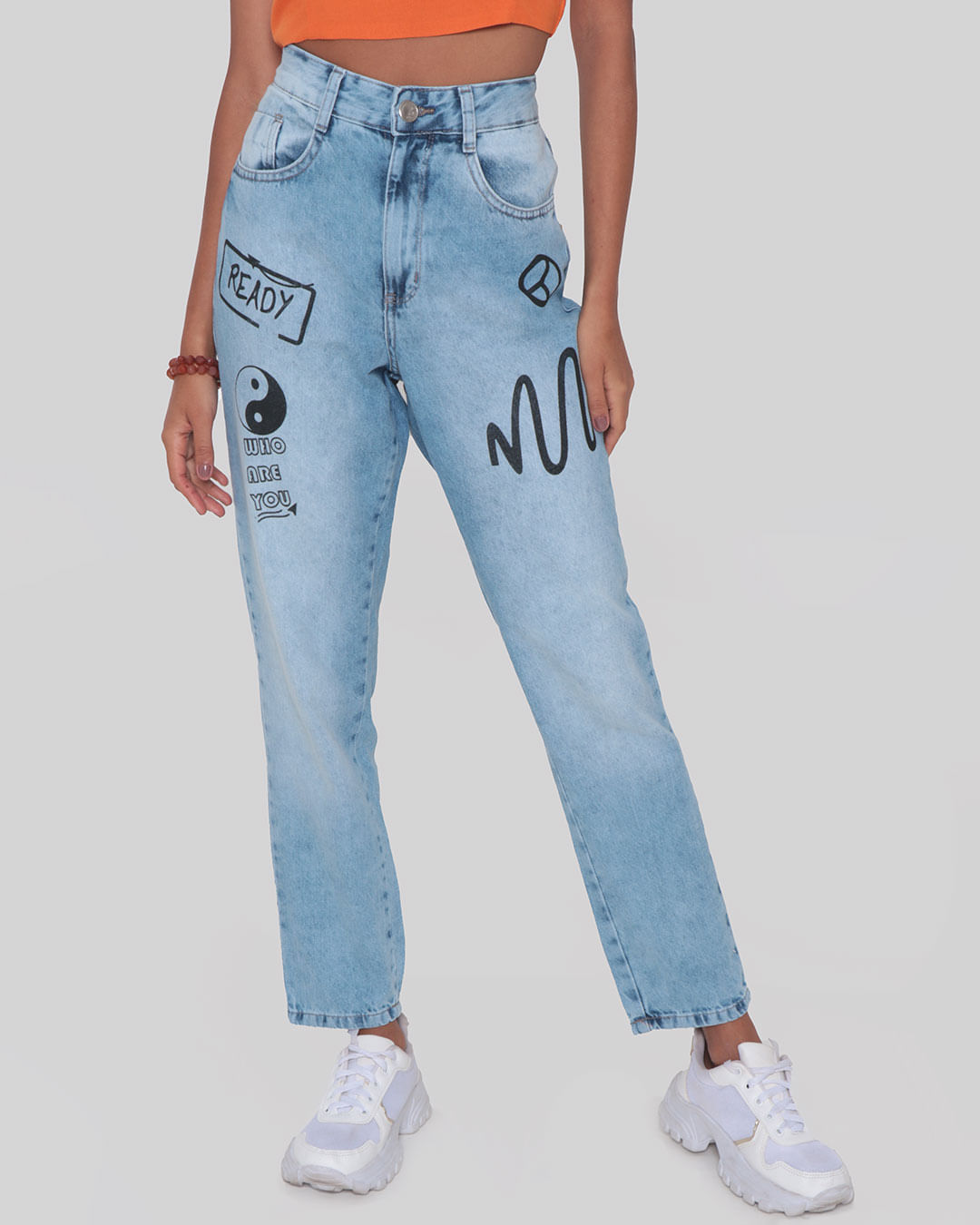 Calça Mom Jeans CalÃ§a Jeans Tumblr Feminina Calça Jeans CalÃ§a - Main Image