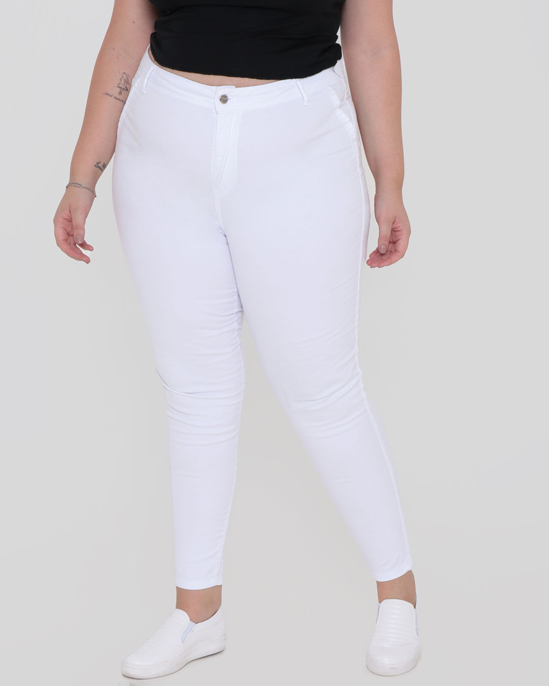 Plus Size CalÃ§a Skinning Branca Feminina Calça Branca Plus Size