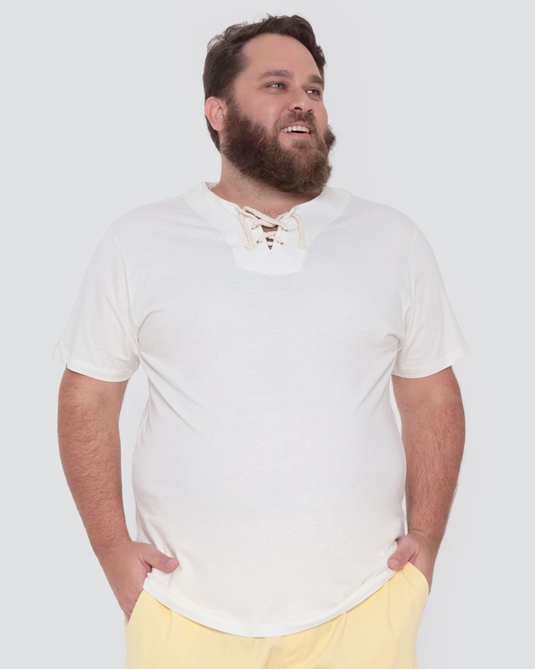 Bata Masculina Plus Size Amarração Off White