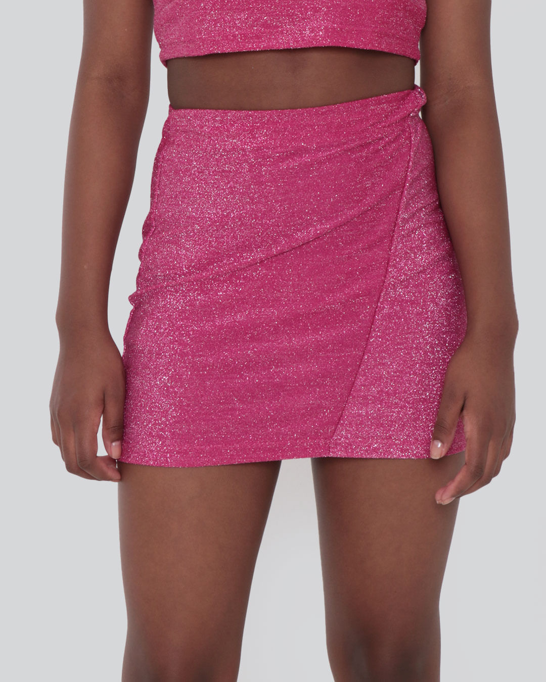 Saia Juvenil Curta Brilho Rosa Lojas Torra