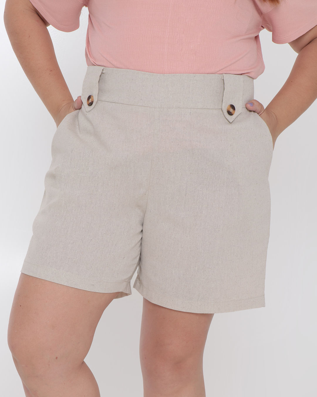 linho short social feminino plus size