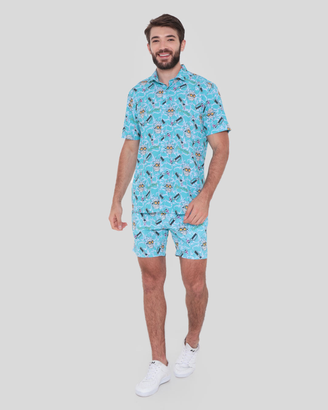 Bermuda Masculino Estampa Rick e Morty Azul Claro | Lojas Torra