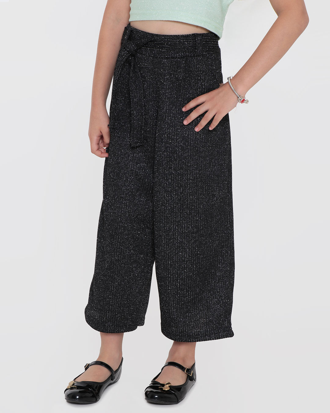Calça Infantil Pantacourt Brilho Preta Lojas Torra