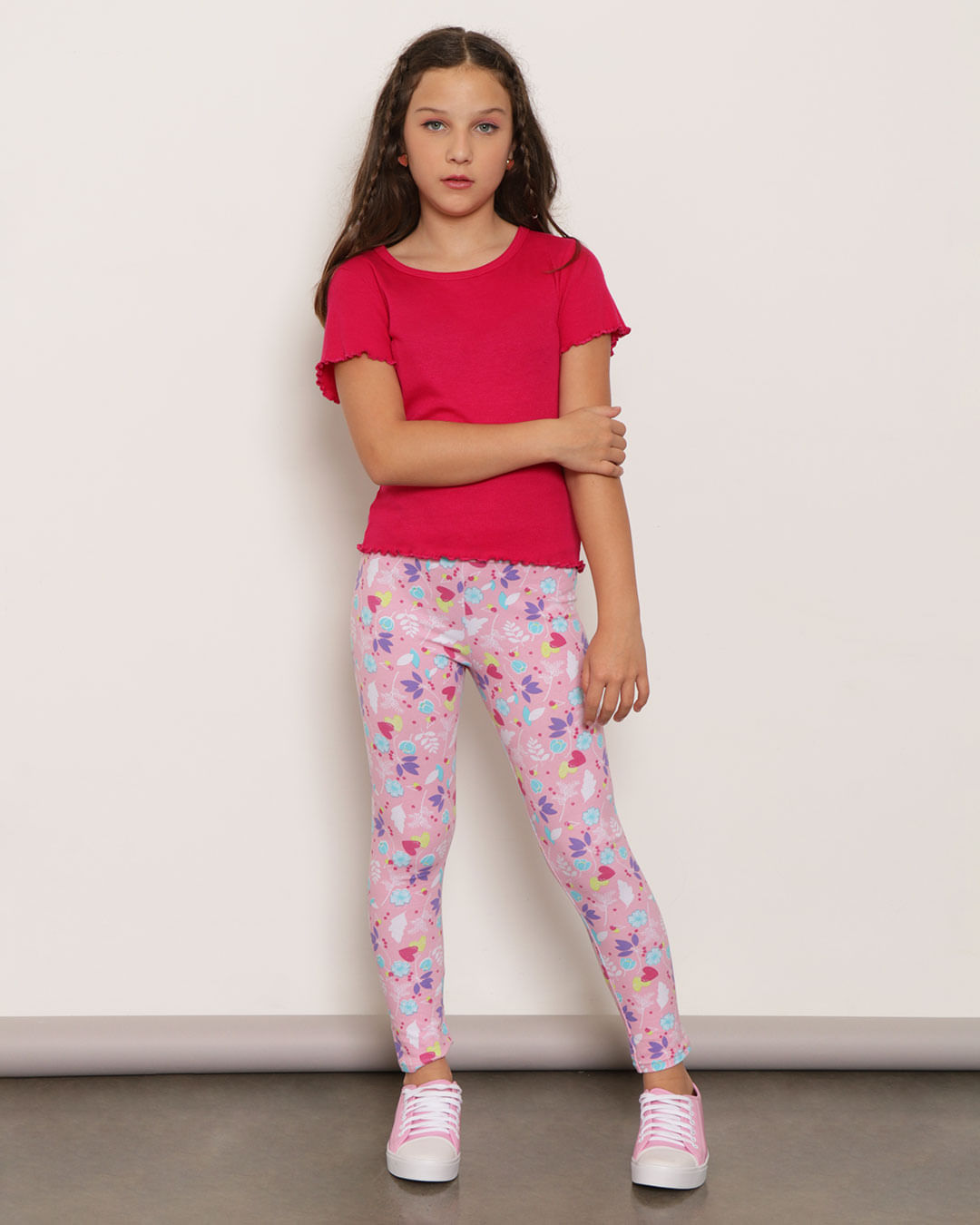 Calça Legging Juvenil Estampa Sortida Rosa Claro