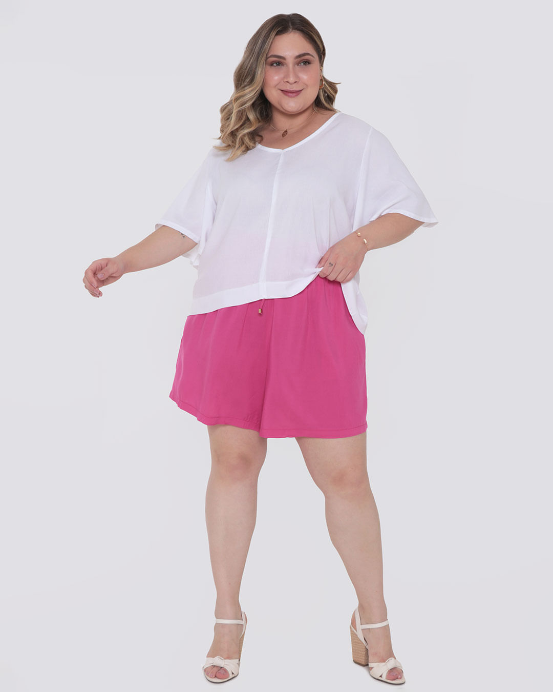 Blusa Plus Size Feminina Viscose Branca