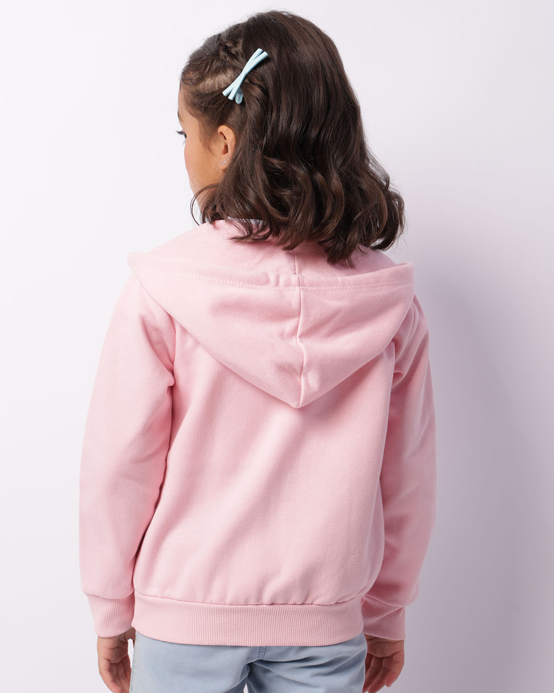 Jaqueta Moletom Infantil Peluciada Capuz Rosa