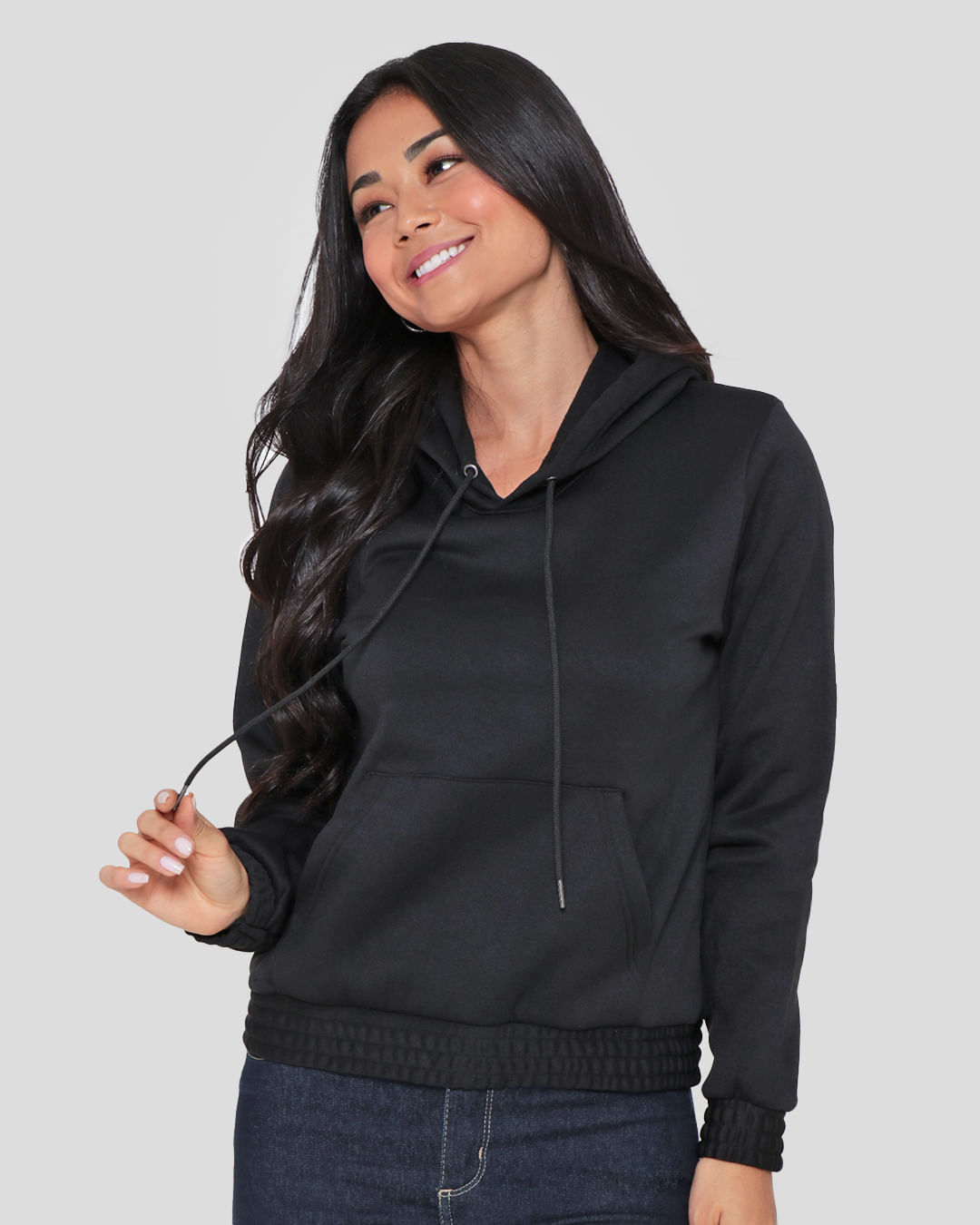 Blusão Moletom Feminino Com Capuz Preto Lojas Torra Lojas Torra
