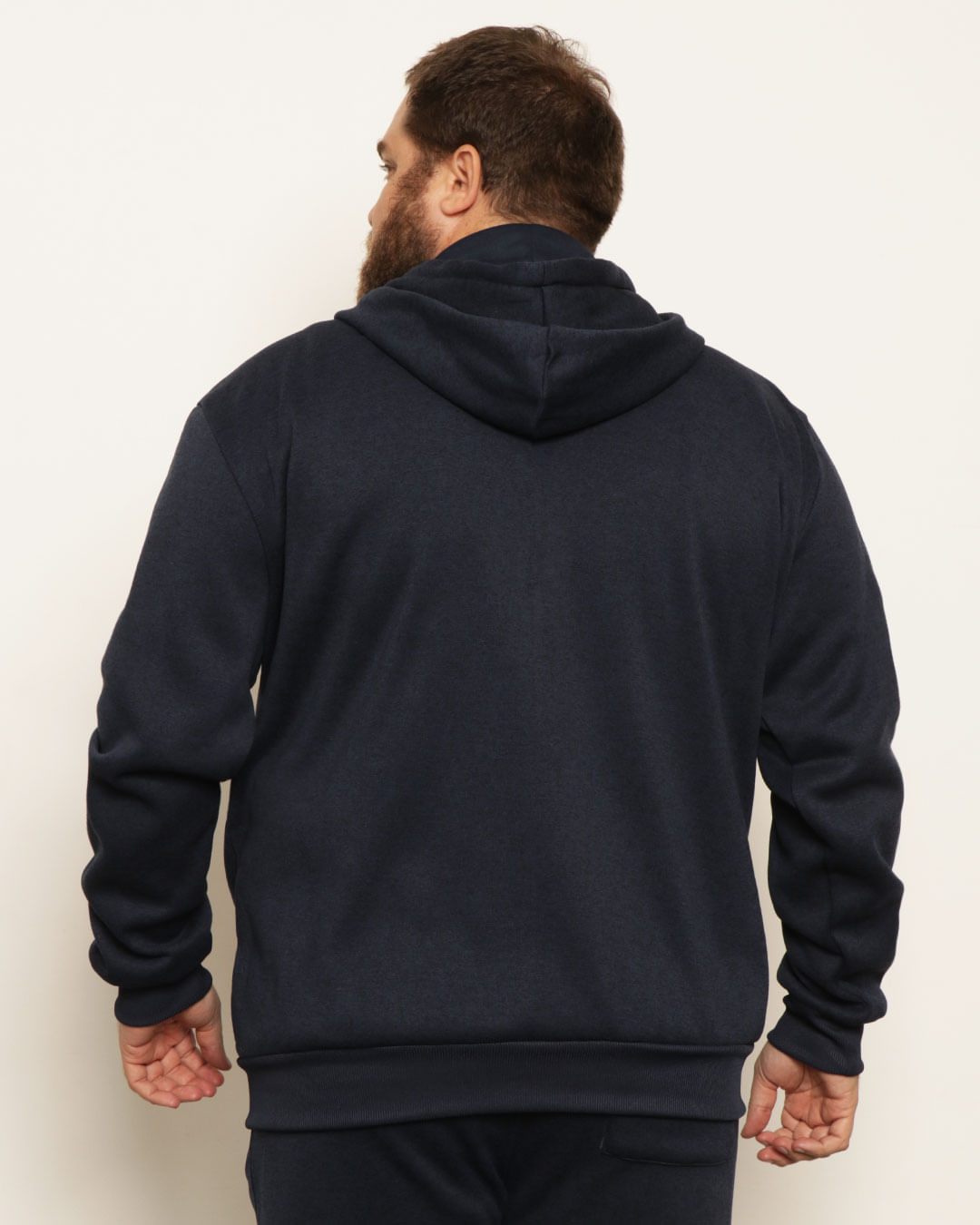 Jaqueta Moletom Plus Size Masculino Com Capuz Marinho