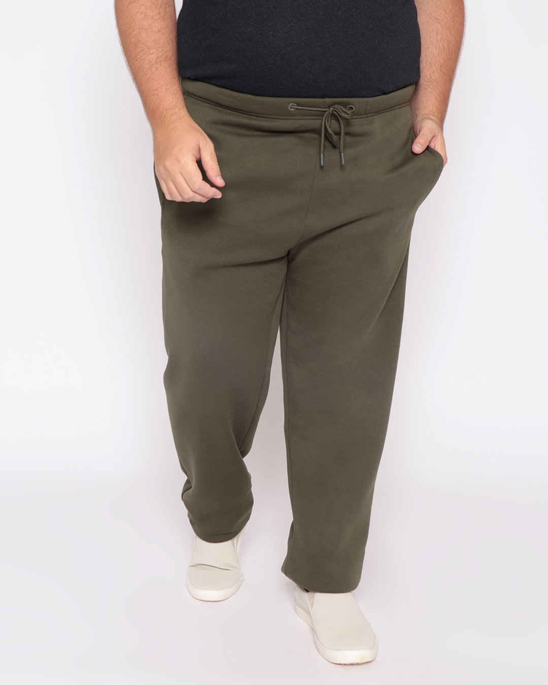 Calça Moletom Plus Size Masculina Com Bolso Verde