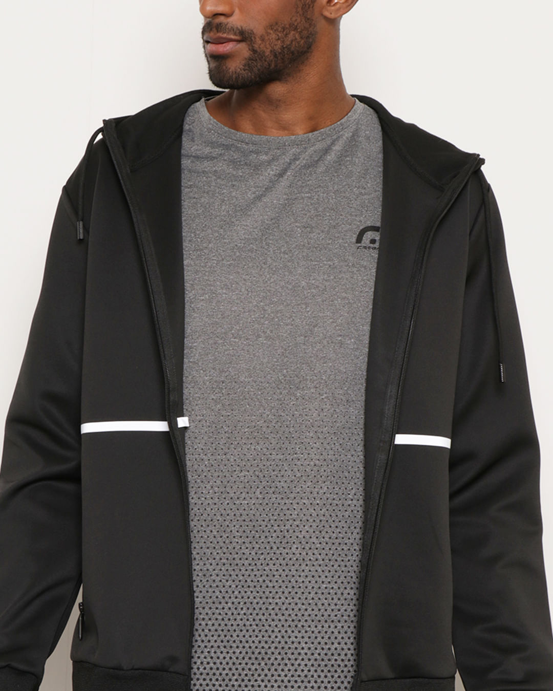 Jaqueta Esportiva Masculina Fitter Com Zíper Preta