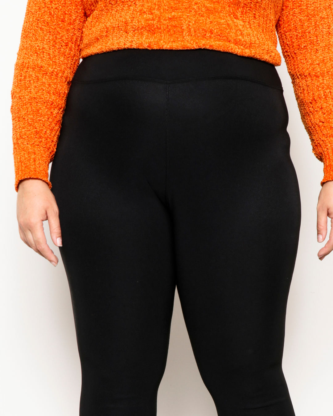 Torra Torra CalÃ§a Legging Plus Size Preta Malha Gorgurao Tecido