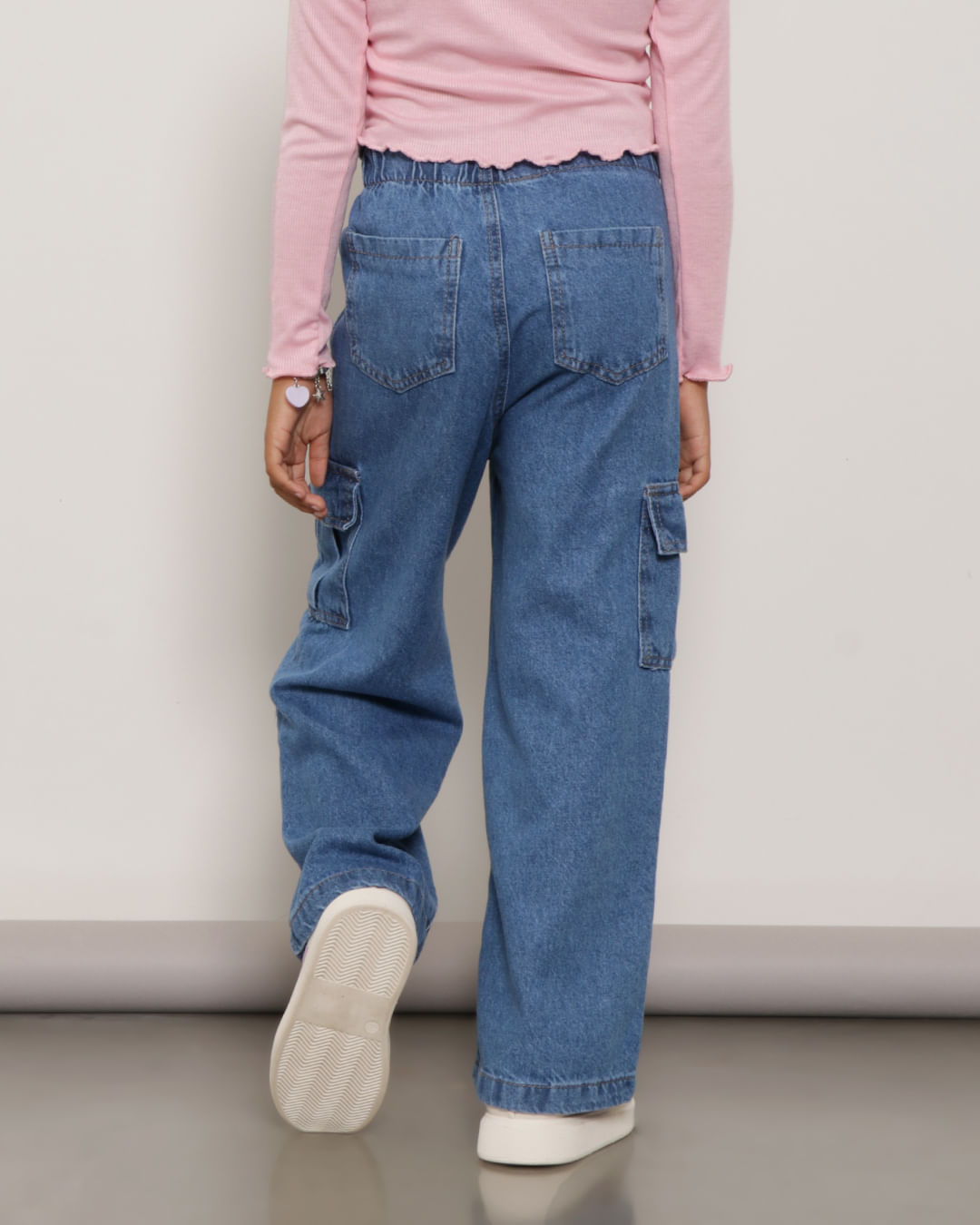 Calça Cargo CalÃ§a Infantil Jeans Calça Jeans Infantil Wide Leg