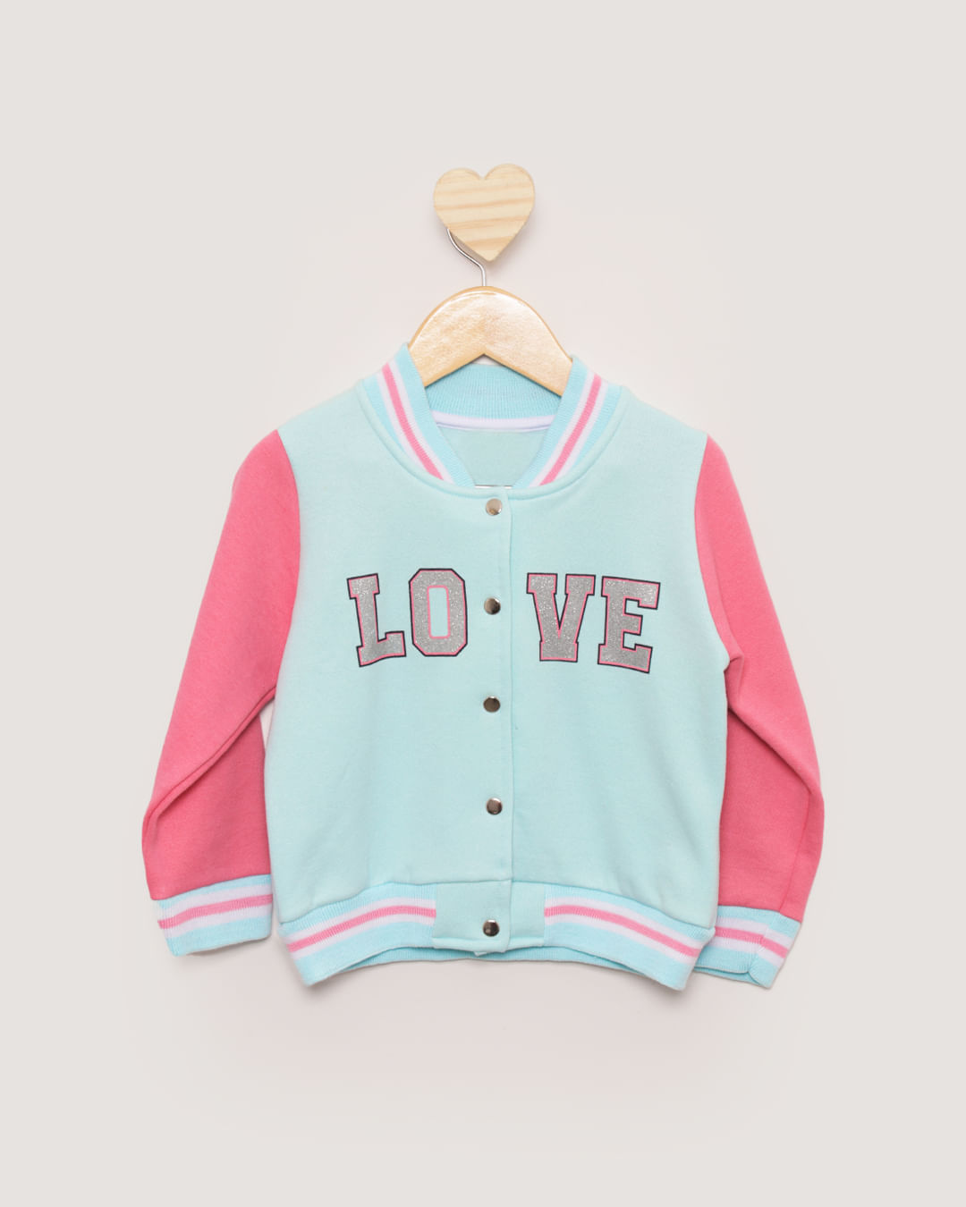 Jaqueta Bomber Bebê Moletom Manga Longa Azul Claro