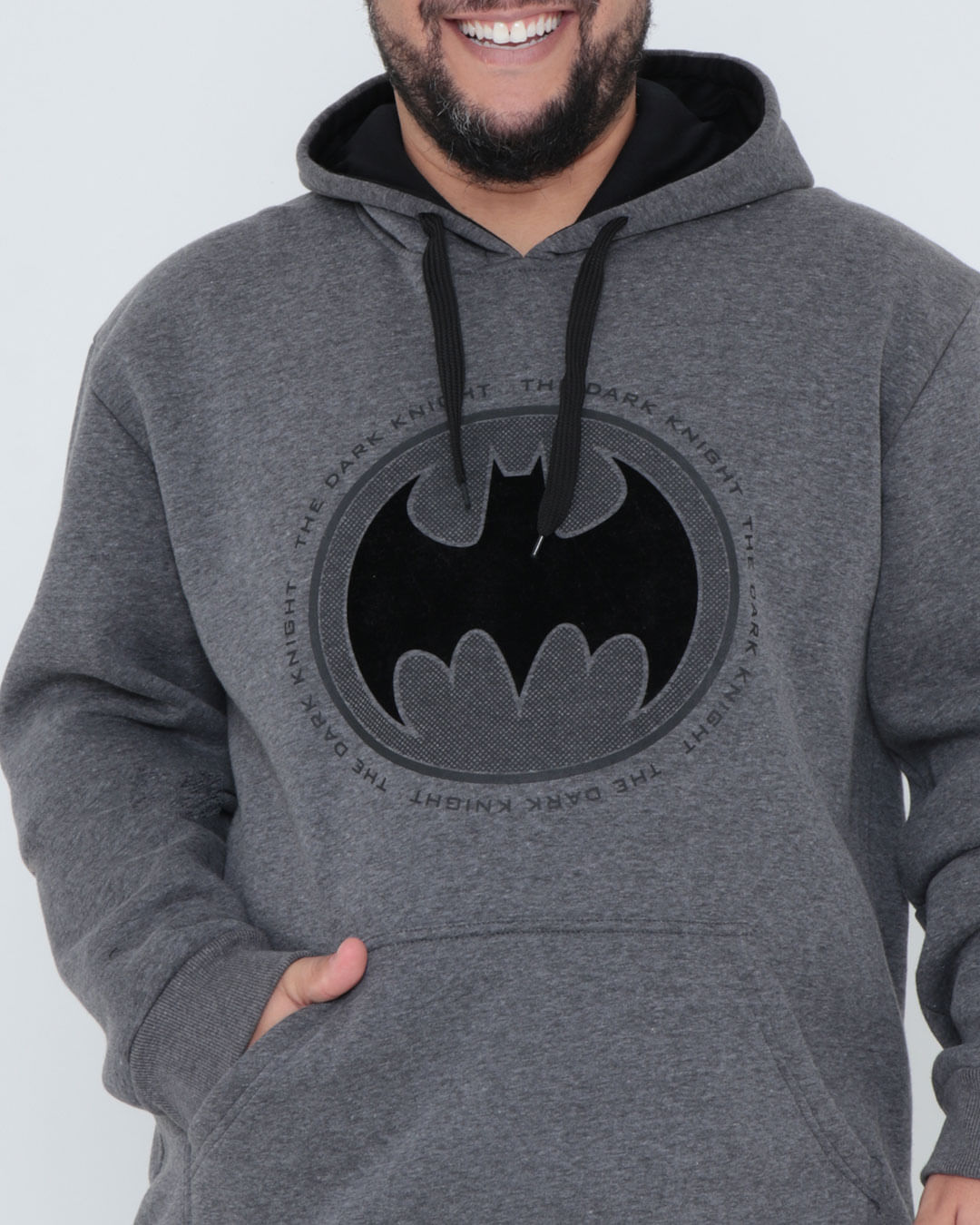 Blusão Moletom Masculino Plus Size Batman Cinza Lojas Torra - Main Image