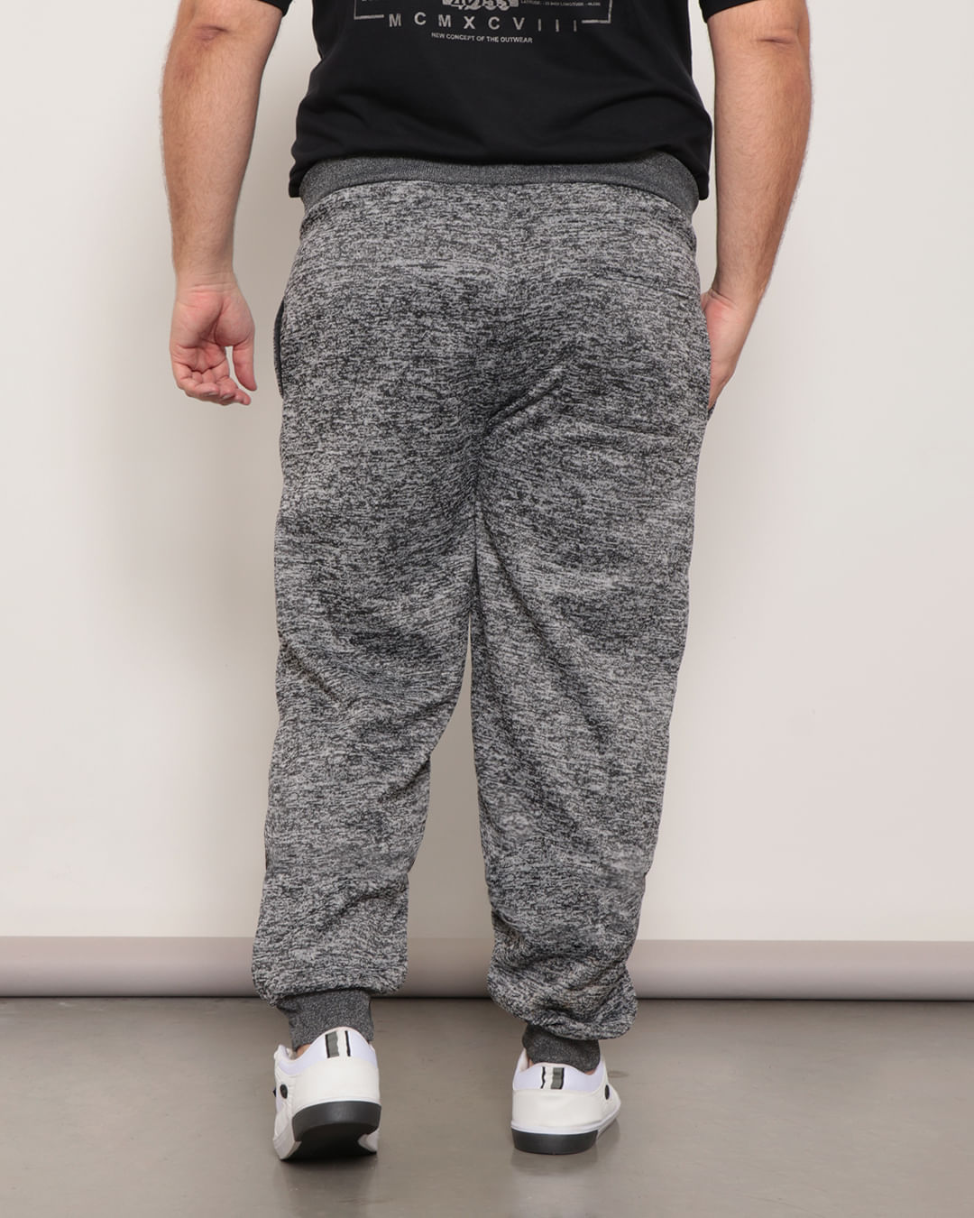 Calça Moletom Masculina Plus Size Esportiva Mescla Cinza Escuro