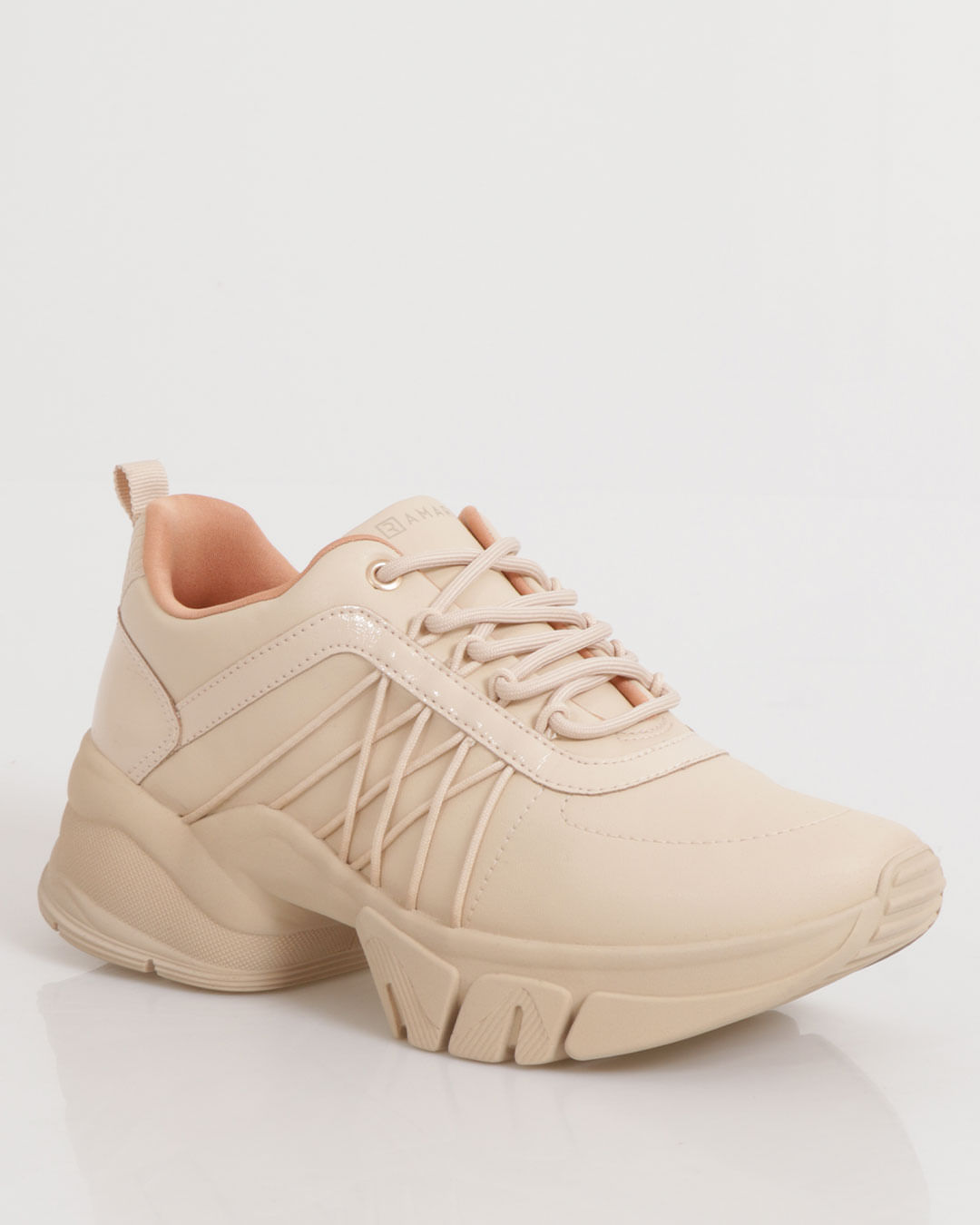 Tênis Feminino Chuncky Com Cadarço Ramarim Bege Claro