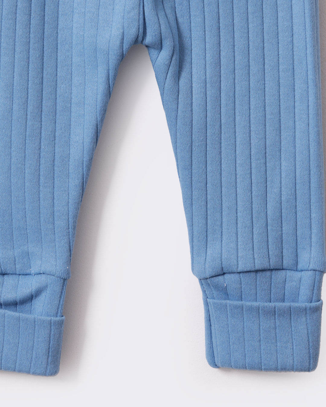 Calça Bebê Culote Canelada Vira Pé Azul