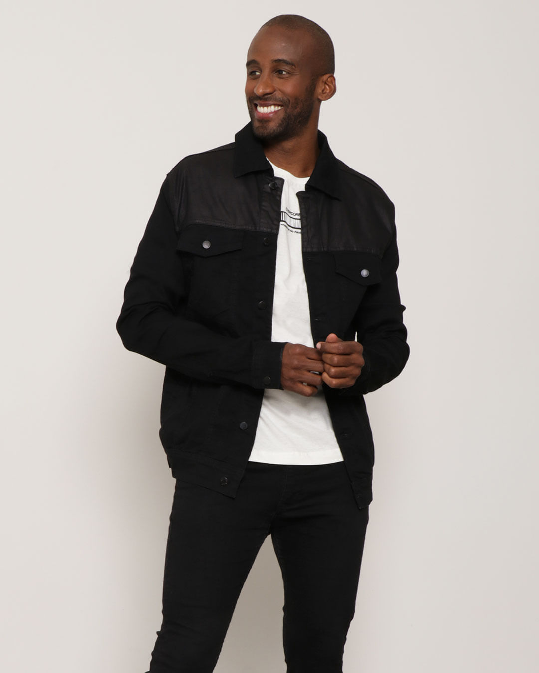 Jaqueta Masculina Sarja Vizzy com Bolso Preta