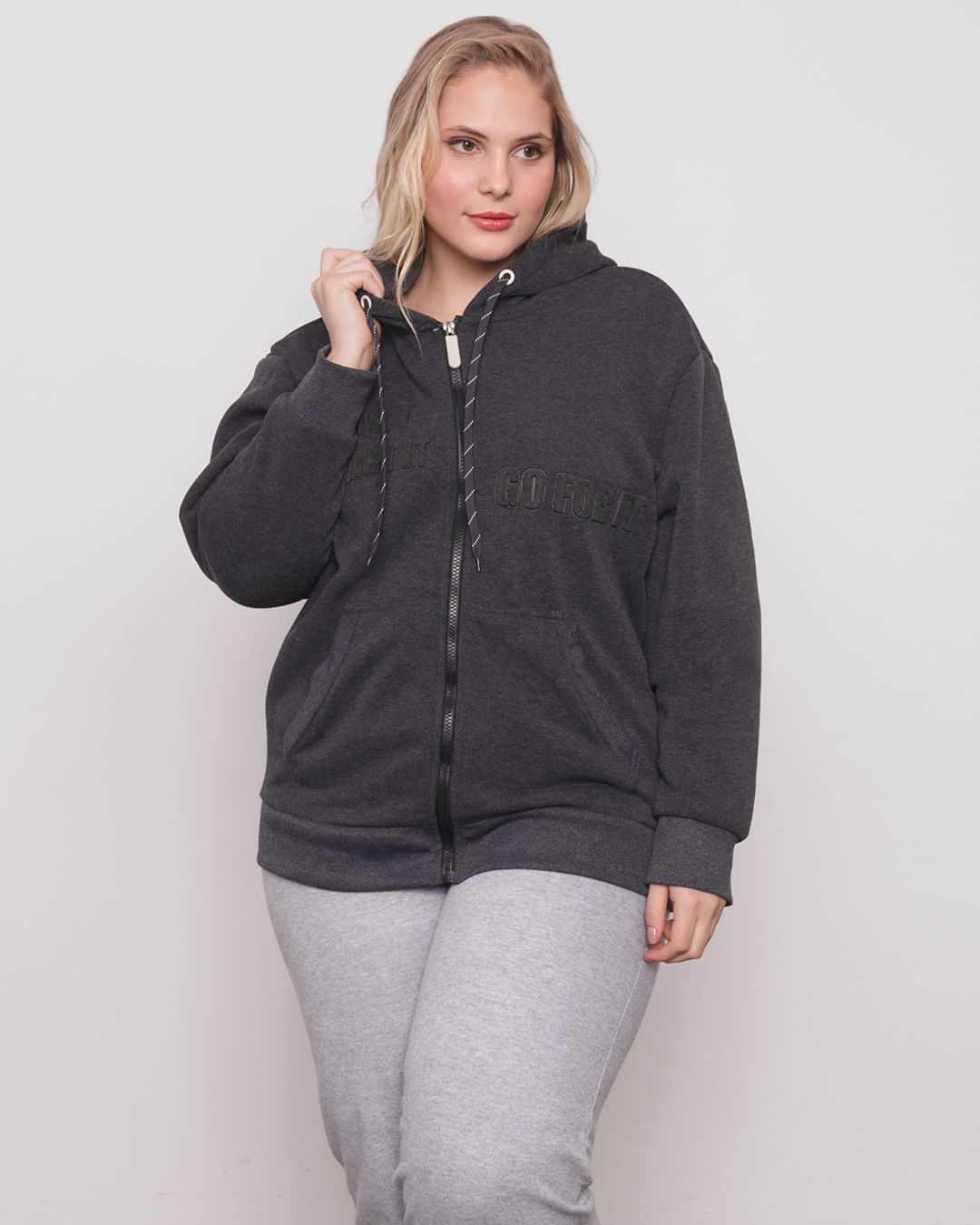 Cinza Escuro Casaco Moletom Feminino Cinza Casaco Moletom Feminino