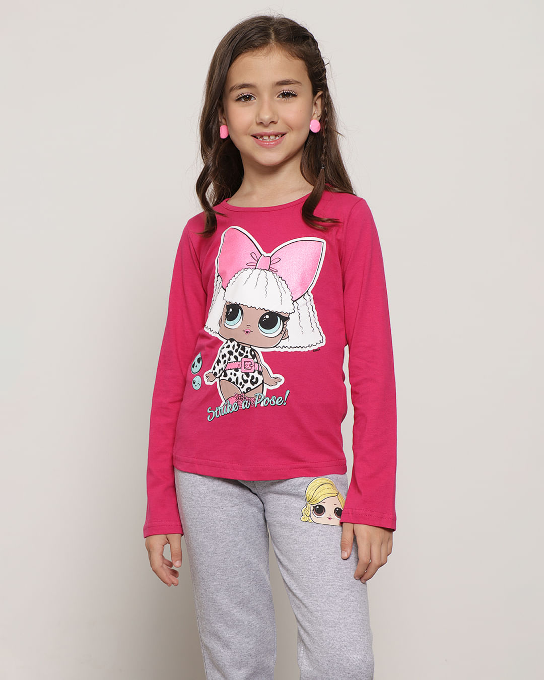 Blusa Infantil Manga Longa Lol Rosa