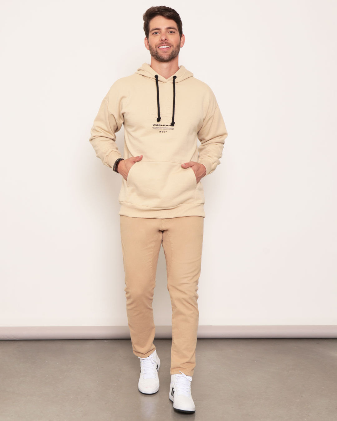 Blusa Moletom Bege Masculino Blusão Moletom Masculino Com Capuz Bege