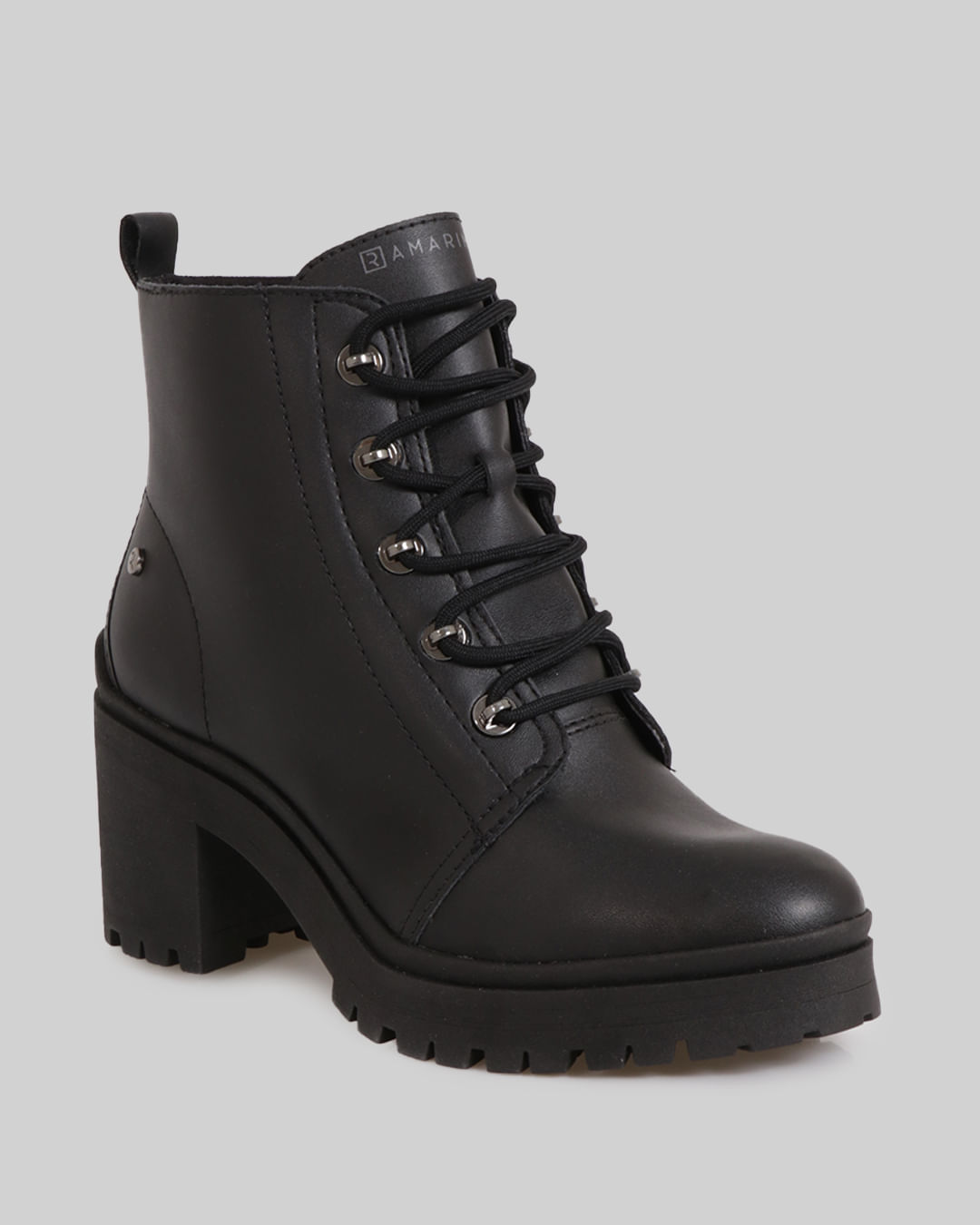 Bota Feminina Coturno Salto Médio Tratorada Ramarim Preta