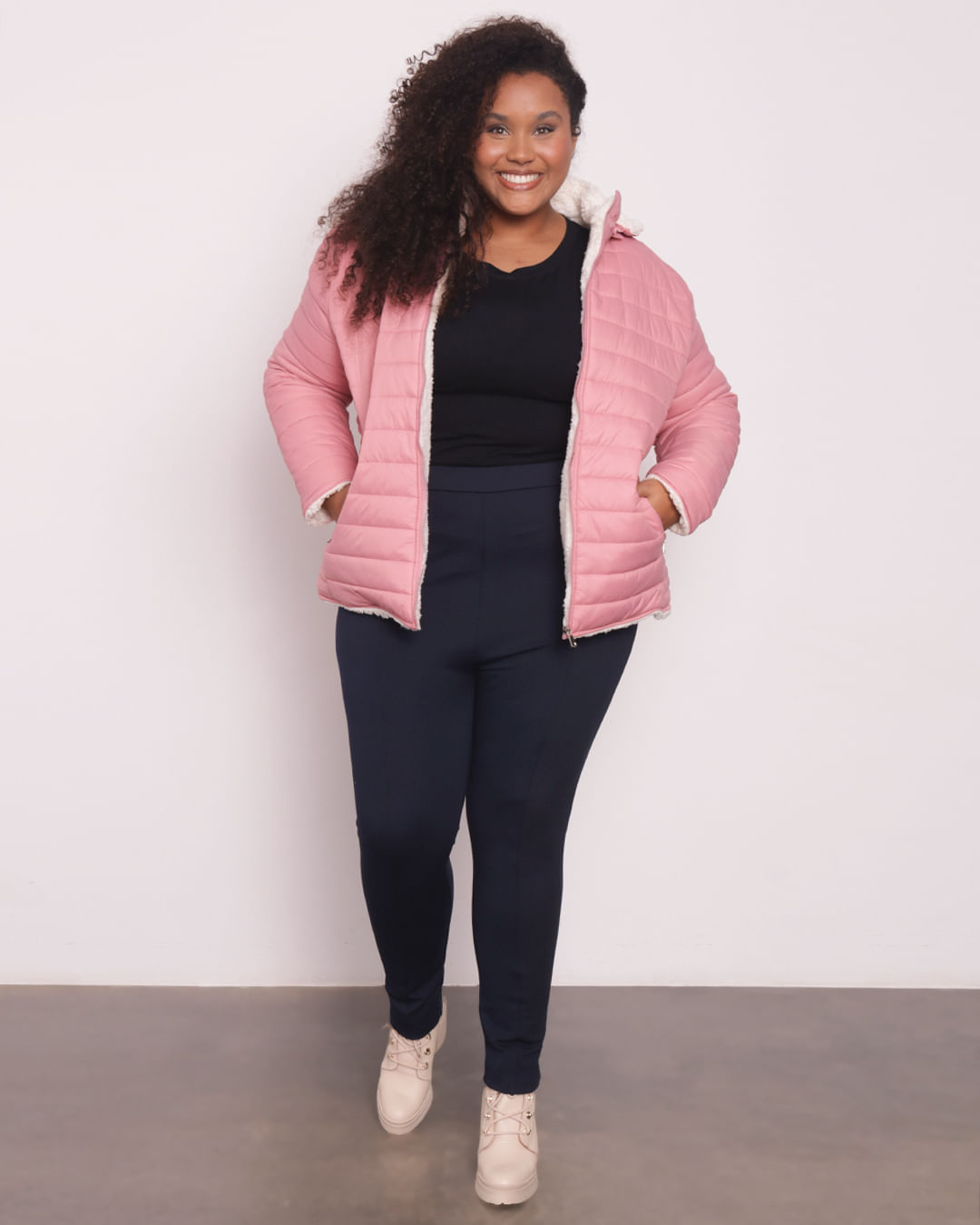 Plus Size Jaqueta Jeans Com Forro De Pele De Carneiro Moda Jeans