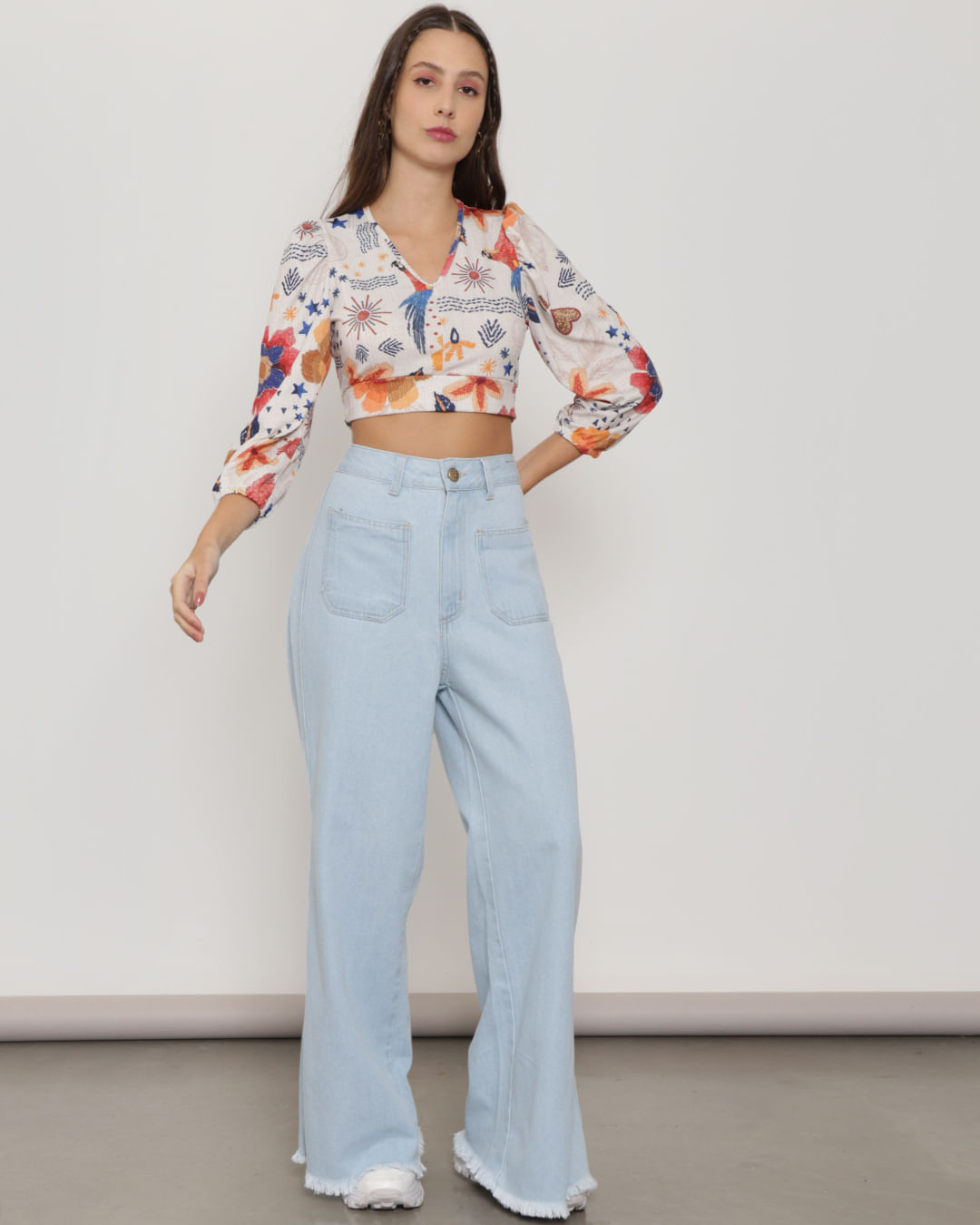 Jeans Wide CalÇa Jeans Com A Barra Desfiada Calça Comprida CalÃ§a