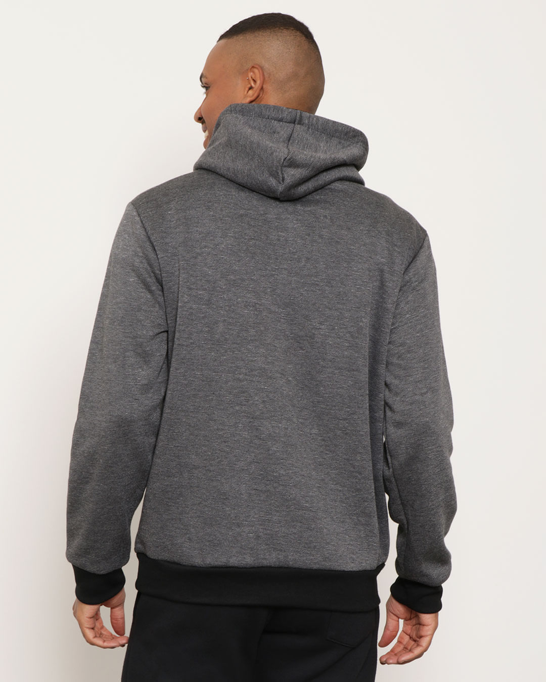 Blusão Moletom Masculino Listrado Batman Mescla Escuro