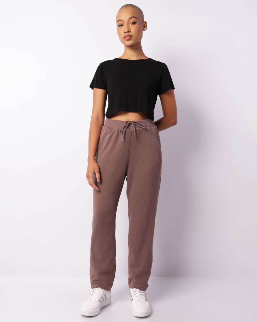 Calça Moletom Feminina Reta Marrom