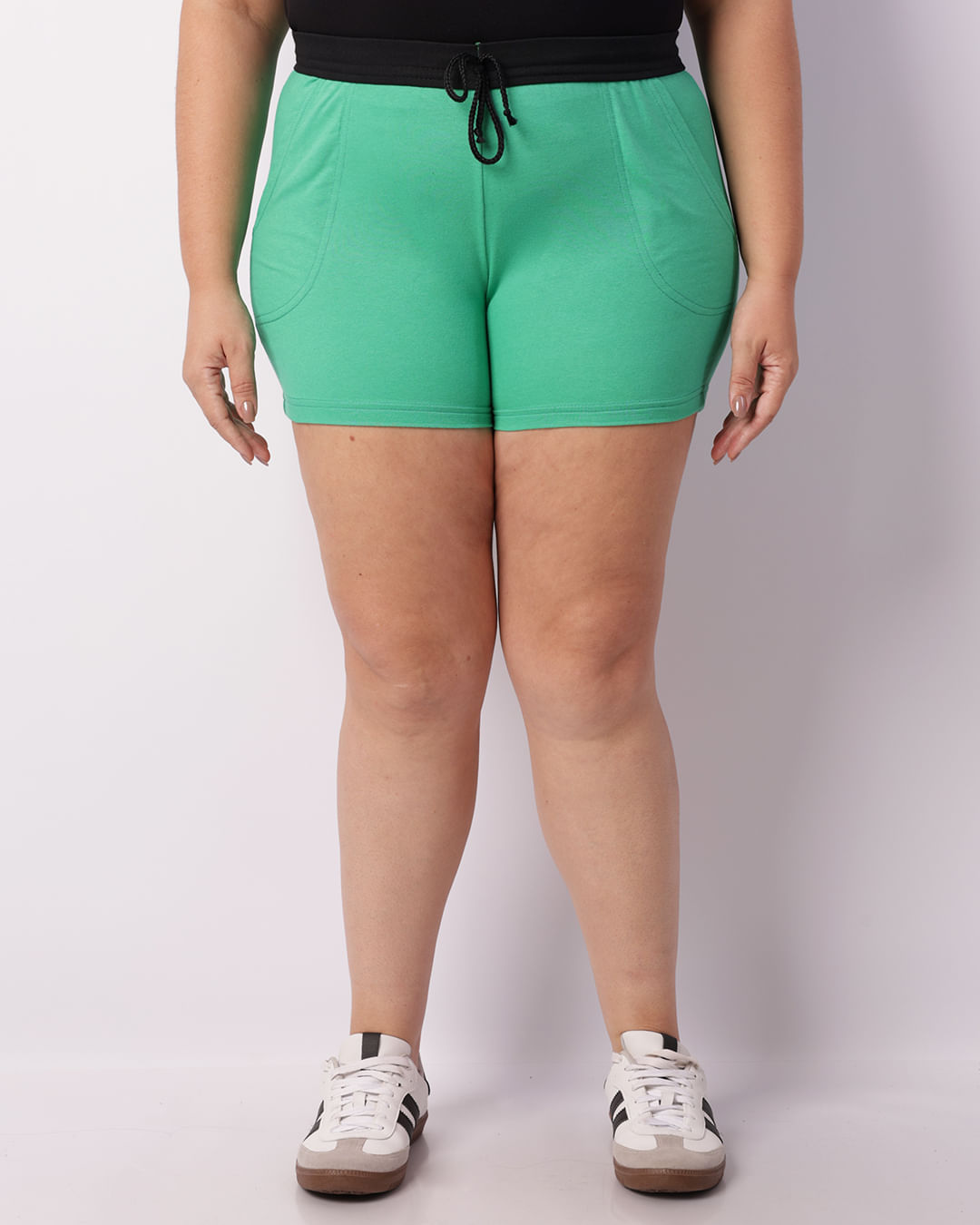 Short Plus Size Feminino Moletinho Curto Verde-1744223822580