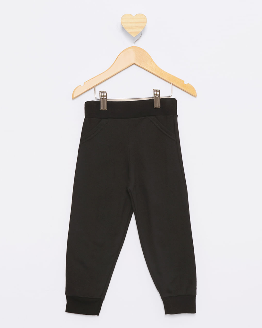 Calça Moletom Bebê Jogger Peluciada Preta