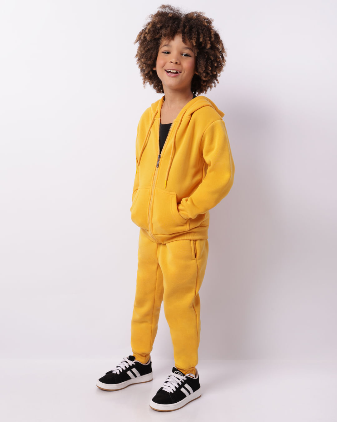 Calça Moletom Infantil Jogger Peluciada Mostarda