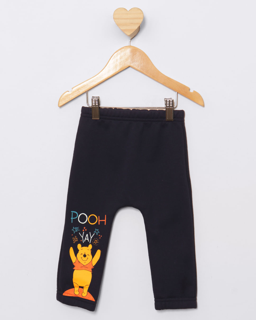 Calça Moletom Bebê Peluciada Jogger Disney Ursinho Pooh Marinho