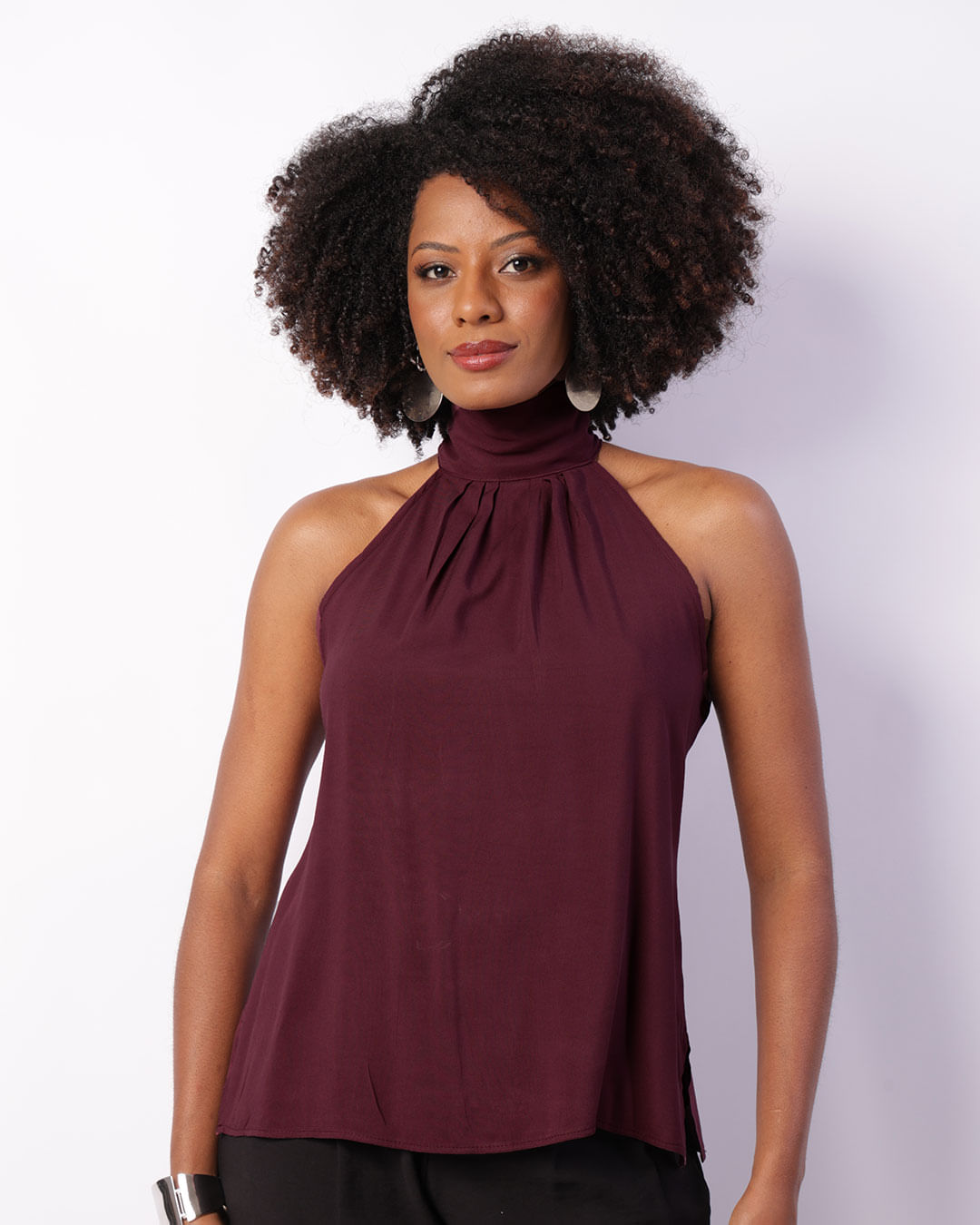 Regata Feminina Viscose Gola Alta Roxa-1744827550677