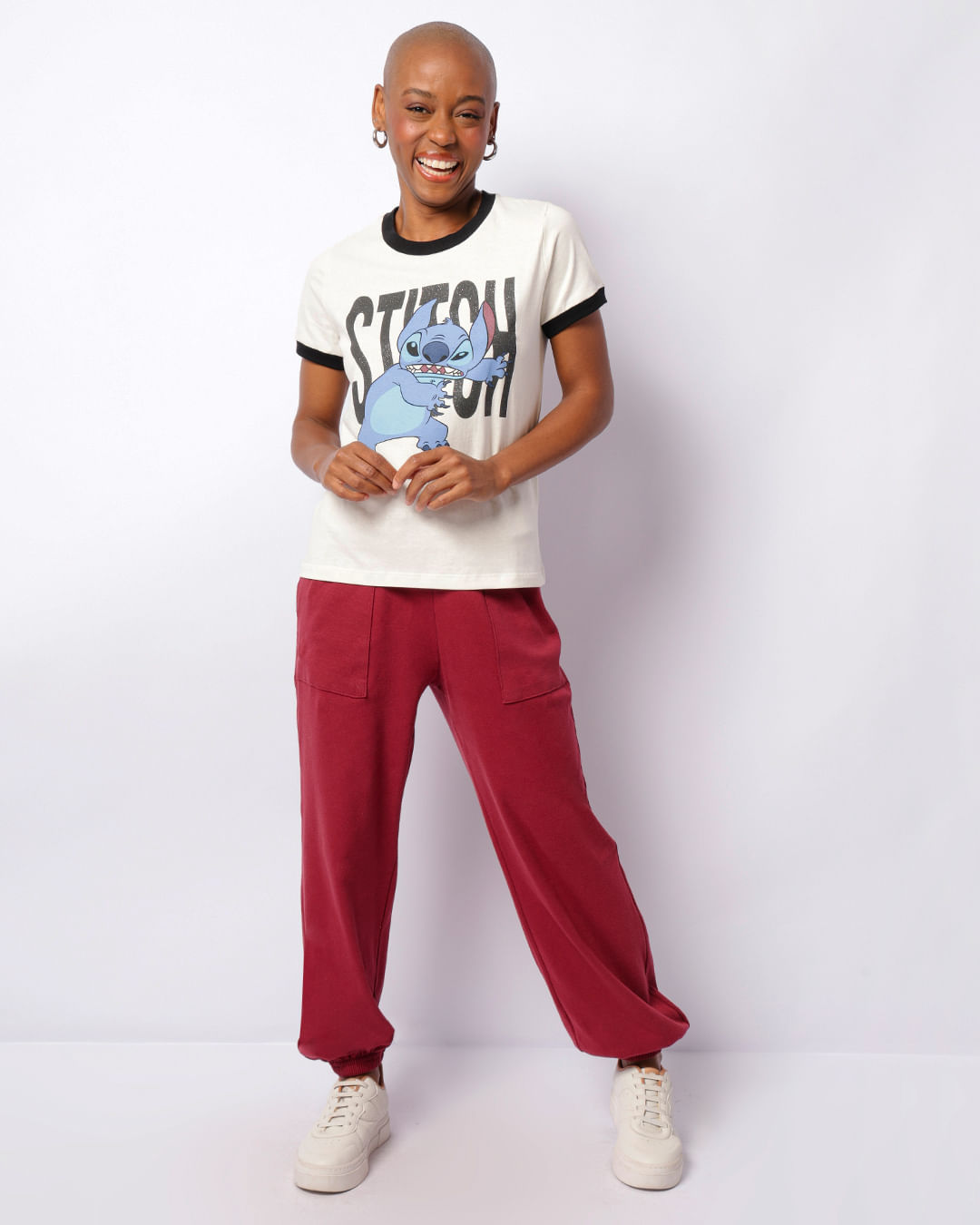 Calça Feminina Moletom Wide Com Bolso Vinho