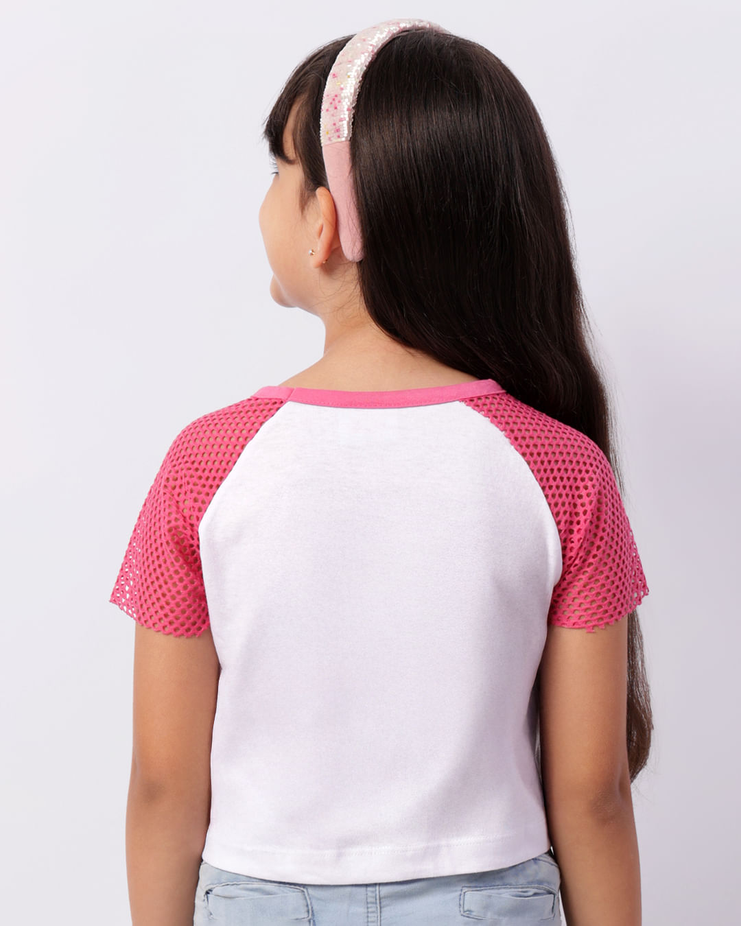 Blusa Infantil Cropped LOL Surprise Manga Curta Telada Branca