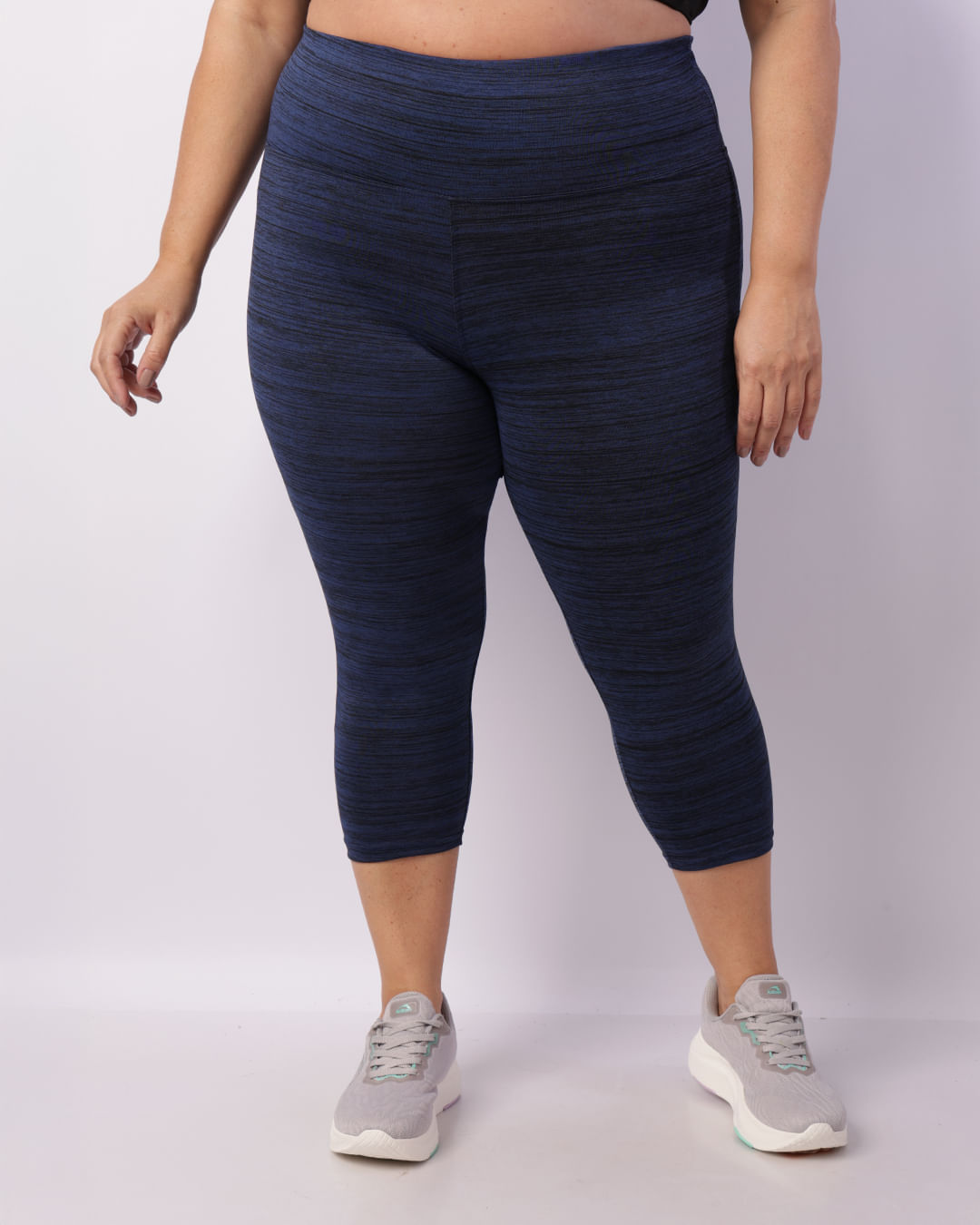 Calça Fitness Feminina Plus Size Capri Azul Marinho-1746459887623