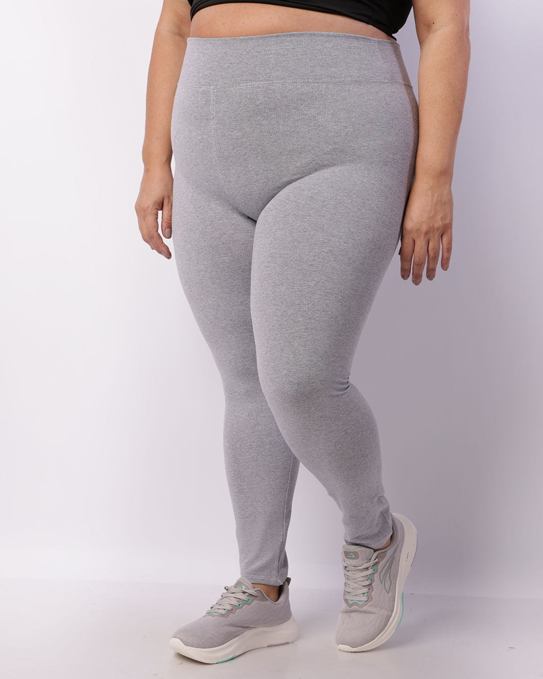 Calça Legging Fitness Plus Size Feminina Básica Cinza -1746461605422