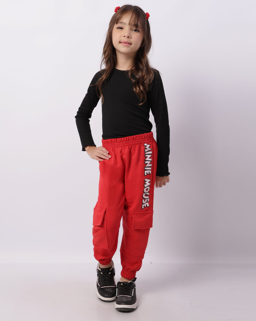 Calça Moletom Infantil Jogger Disney Minnie Vermelha-1746791910669